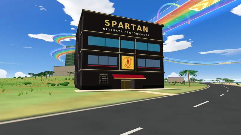 The Spartan Ultimate Performance gym with its crest over the door